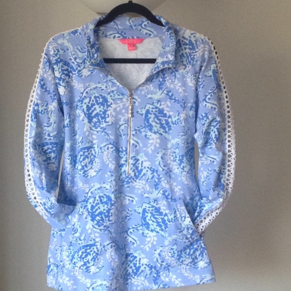 💎💕💎 Lilly Pulitzer - Water Blue / Lace Trim Top - Picture 4 of 8